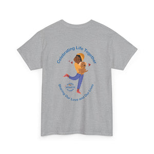 Celebrating Life – Woman with Small Dog Unisex Heavy Cotton Tee