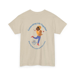 Celebrating Life – Woman with Small Dog Unisex Heavy Cotton Tee