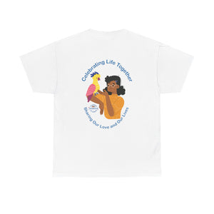 Australian Celebrating Life – Woman with Parrot Unisex Heavy Cotton Tee