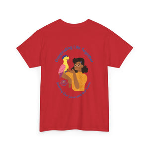 Celebrating Life – Woman with Parrot Unisex Heavy Cotton Tee