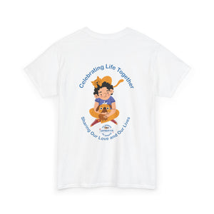 Celebrating Life – Small Boy with Cat and Dog Unisex Heavy Cotton Tee