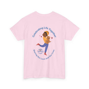 Australian Celebrating Life – Woman with Small Dog Unisex Heavy Cotton Tee