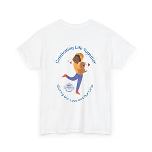 Australian Celebrating Life – Woman with Small Dog Unisex Heavy Cotton Tee