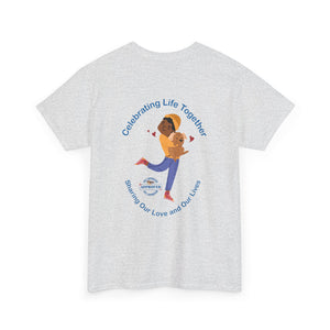 Celebrating Life – Woman with Small Dog Unisex Heavy Cotton Tee