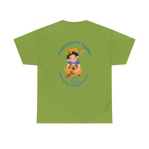 Celebrating Life – Small Boy with Cat and Dog Unisex Heavy Cotton Tee