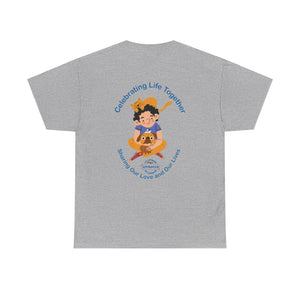 Australian Celebrating Life – Small Boy with Cat and Dog Unisex Heavy Cotton Tee