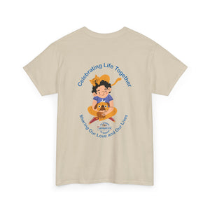 Celebrating Life – Small Boy with Cat and Dog Unisex Heavy Cotton Tee