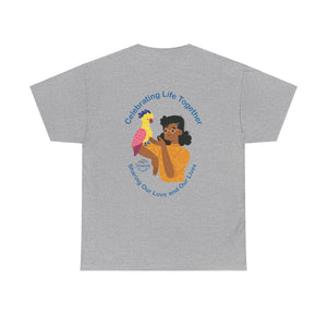 Australian Celebrating Life – Woman with Parrot Unisex Heavy Cotton Tee